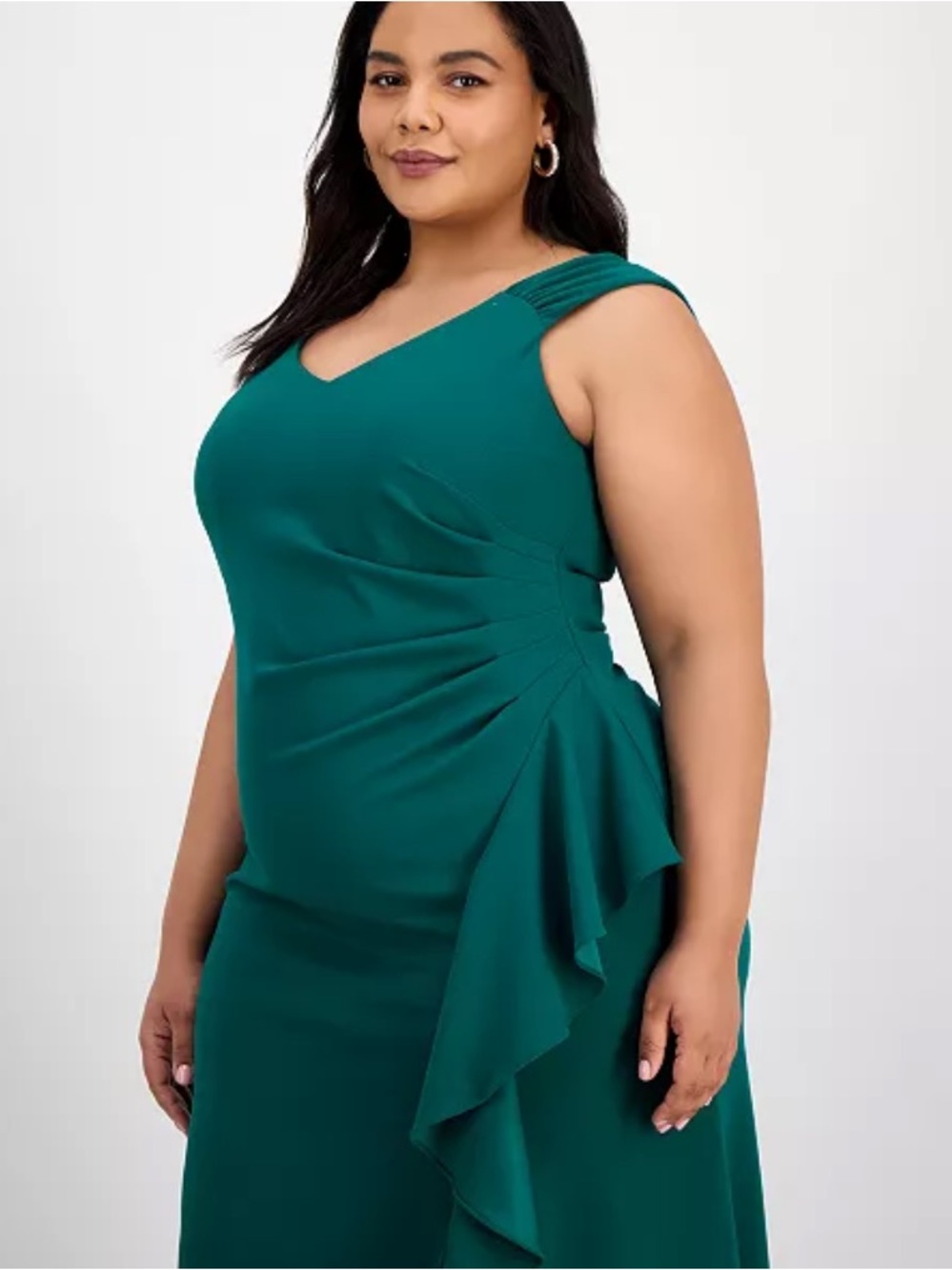 Alex Evenings Plus Size Jade Ruched Ruffle Evening Gown 14W Formal Dress NWT